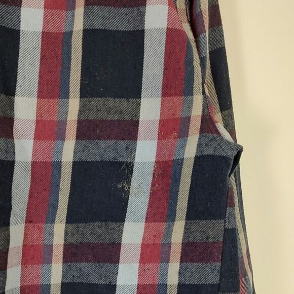 VTG Hickory Shirt Co black/red plaid heavy cotton flannel distressed mens M-Tall - Picture 7 of 10